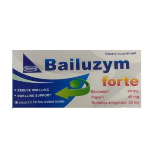 Bailuzym Fort Hasan (H/100v) - Thuốc hỗ trợ giảm phù nề mô mềm, sưng viêm do chấn thương, viêm họng hiệu quả từ enzyme thiên nhiên
